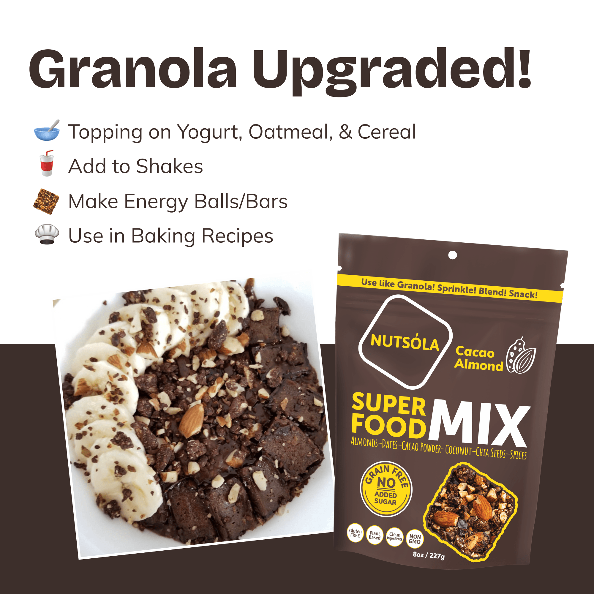 Cacao Almond Granola | No Added Sugar | NUTSÓLA®